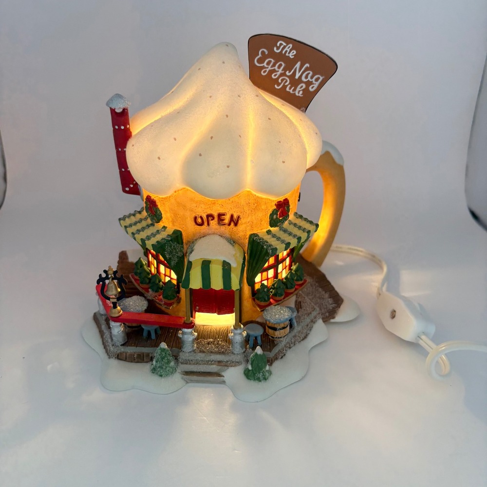 Dept 56 North Pole Series The Egg Nog Pub Christmas Village Missing Sign